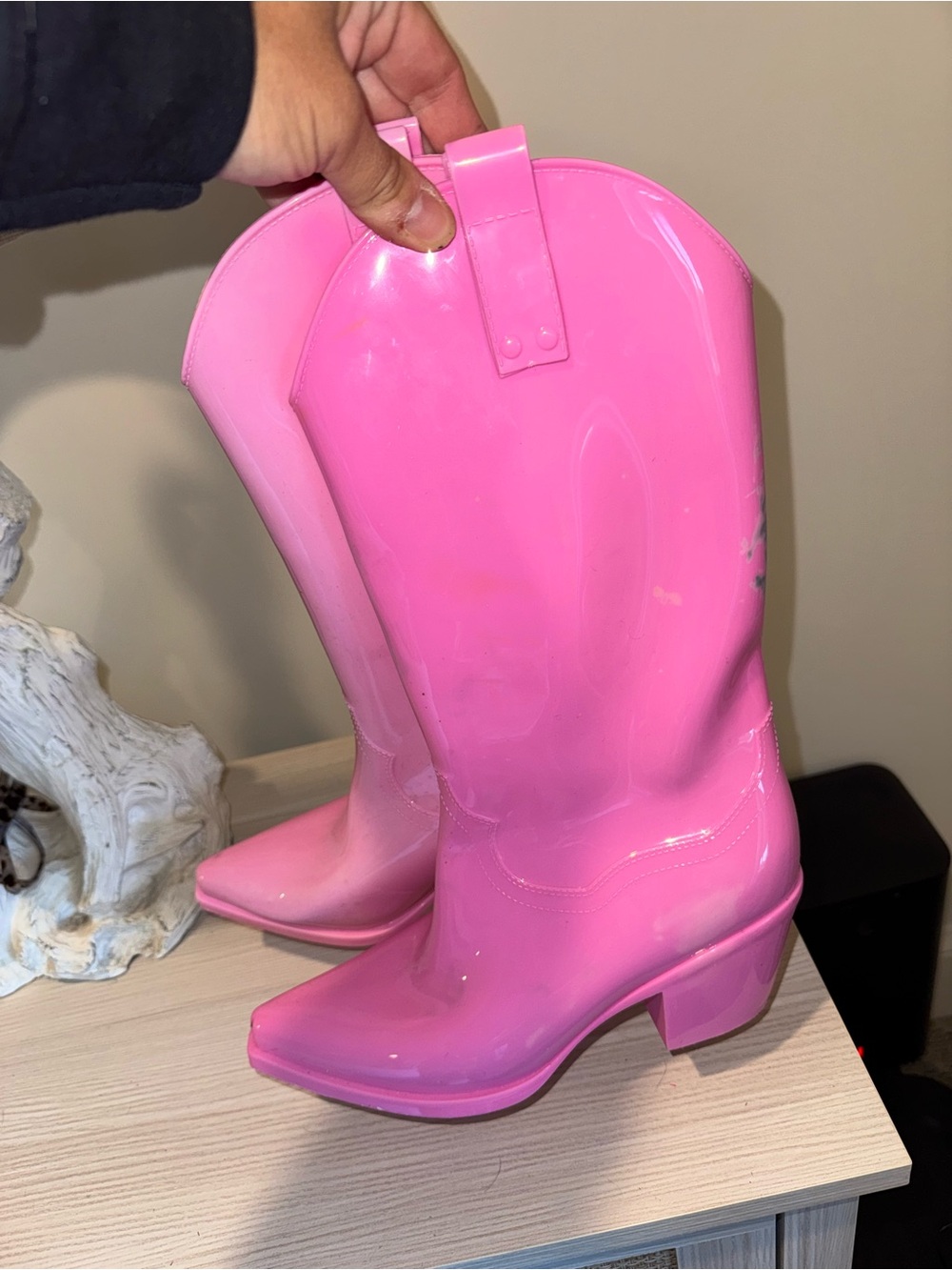 Bright Pink Women's Western Cowboy Boots Rainboots size 8 - Picture 3 of 6